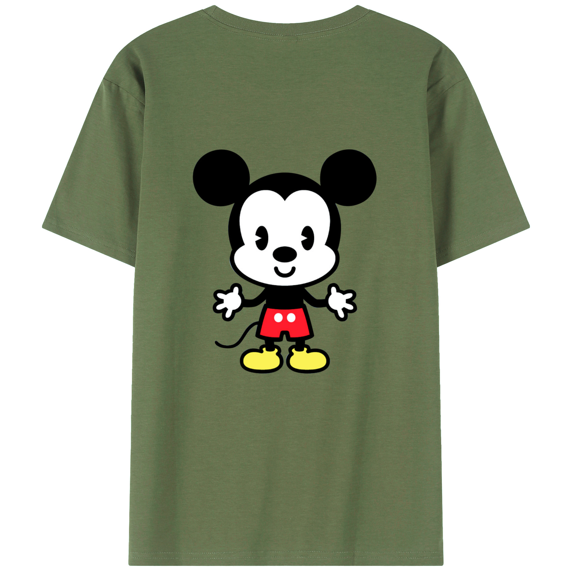 ミッキーマウス Mickey Mouse 綿100％ メンズ半袖Tシャツ（バックプリント） 通気性